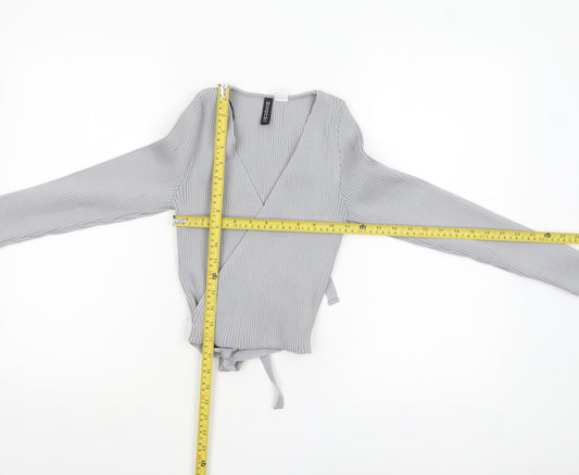 Womens UK Size 12 H&M Grey Wrap Jumper