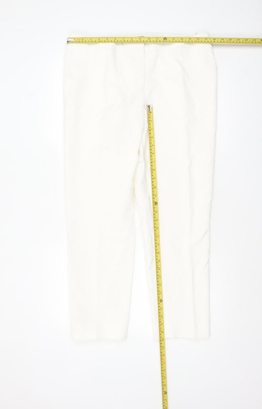 Womens UK Size 16 Jaeger Regular Fit Business Casual Ivory Trousers