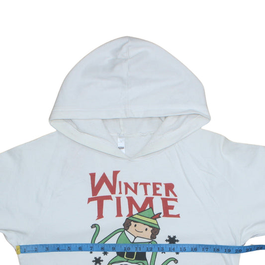 Womens UK Size M American Apparel White Pullover Hoodie