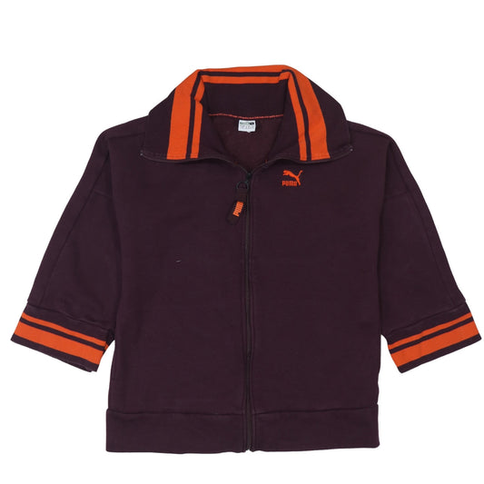 Additional front view of Puma women’s purple orange track jacket, size UK 10, full zip sportswear