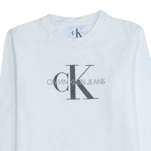 Mens UK Size M Calvin Klein Jeans White Pullover Sweatshirt