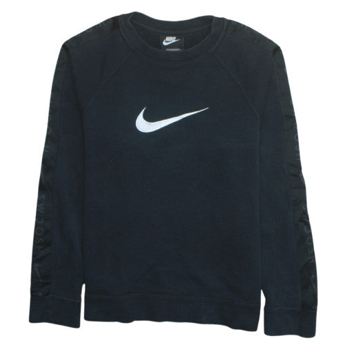 Additional front view of Nike Teens Black Classic Crew Neck Long Sleeve Sweatshirt