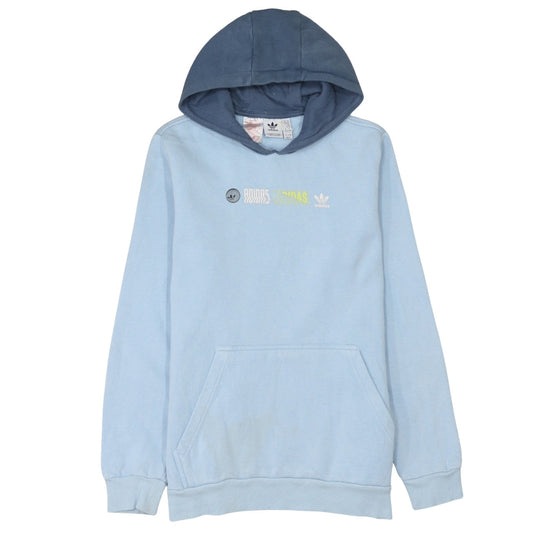 Additional front view of Adidas boys’ blue graphic print pullover hoodie 15-16 years cotton blend