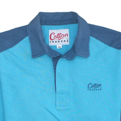 Mens UK Size M Cotton Traders Blue Henley Sweatshirt