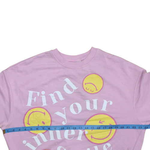 Womens UK Size XS SmileyWorld Pink Pullover Sweatshirt