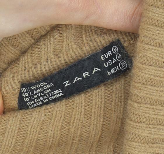 Womens UK Size 10 Zara Beige Pullover Jumper