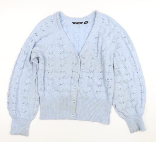 Womens UK Size 12 Golddigga Blue Cardigan Jumper