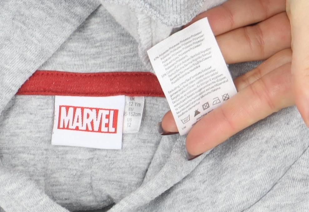 Boys UK Size 11-12 Years Marvel Grey Pullover Hoodie