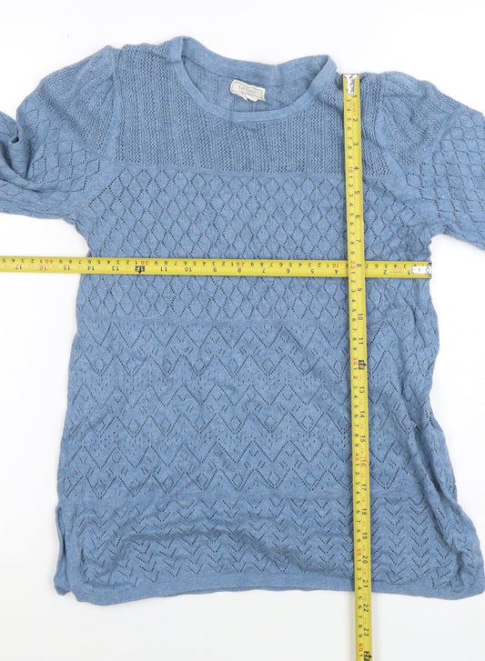 Womens UK Size 8 Fat Face Blue Pullover Jumper