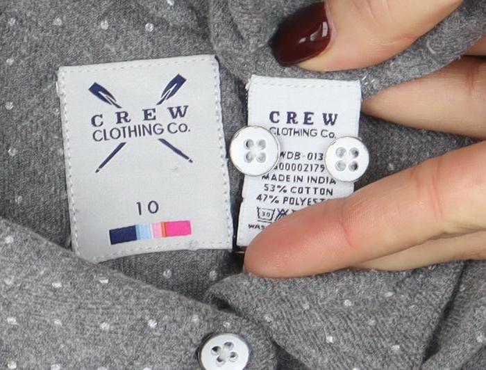 Womens UK Size 10 Crew Clothing Co. Grey Classic Button-Up