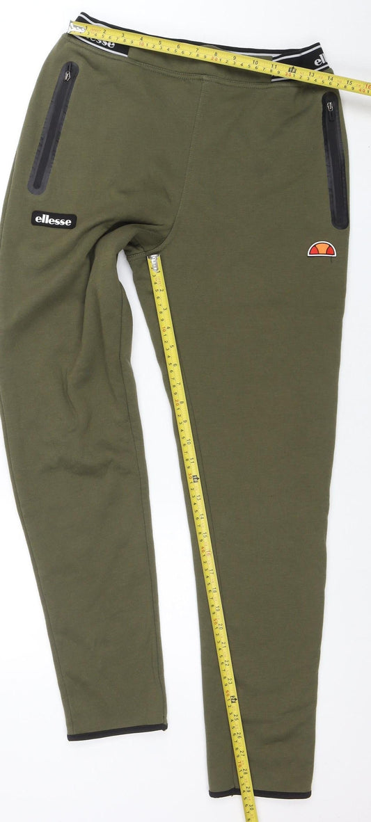 Mens UK Size S ellesse Slim Fit Jogger Green Trousers