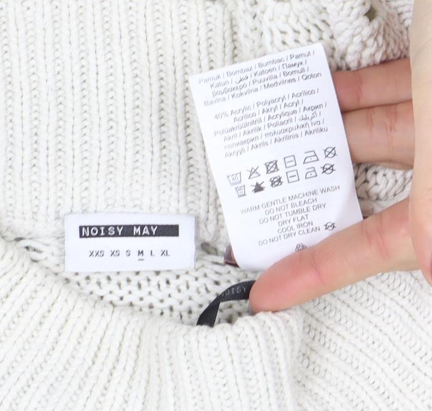 Womens UK Size M Noisy may Ivory Pullover Jumper