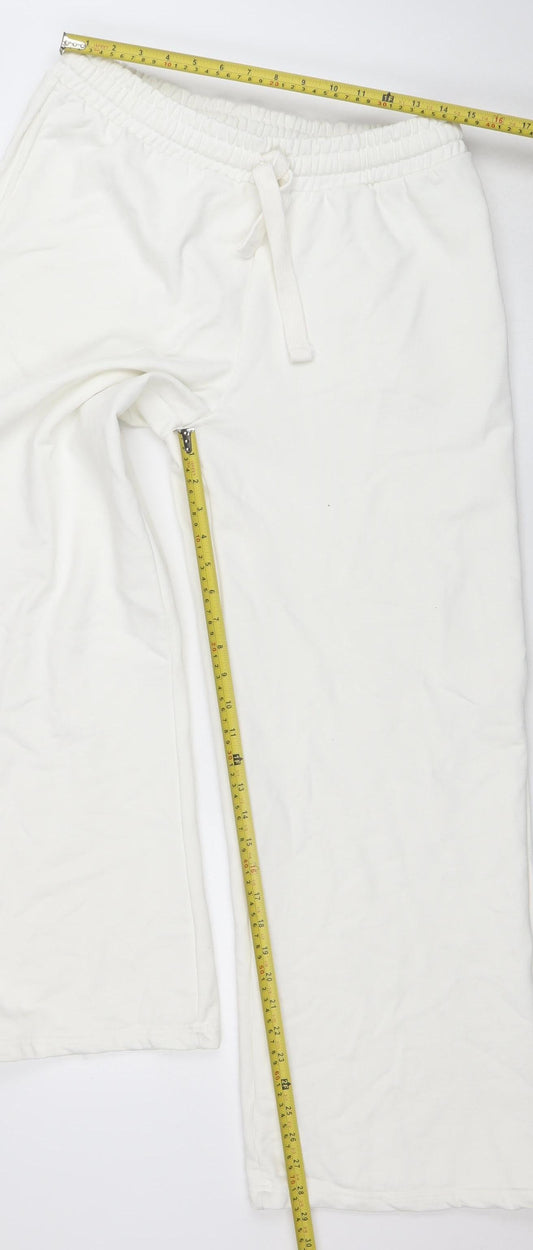 Womens UK Size M PRETTYLITTLETHING Regular Fit Sweatpants White Trousers