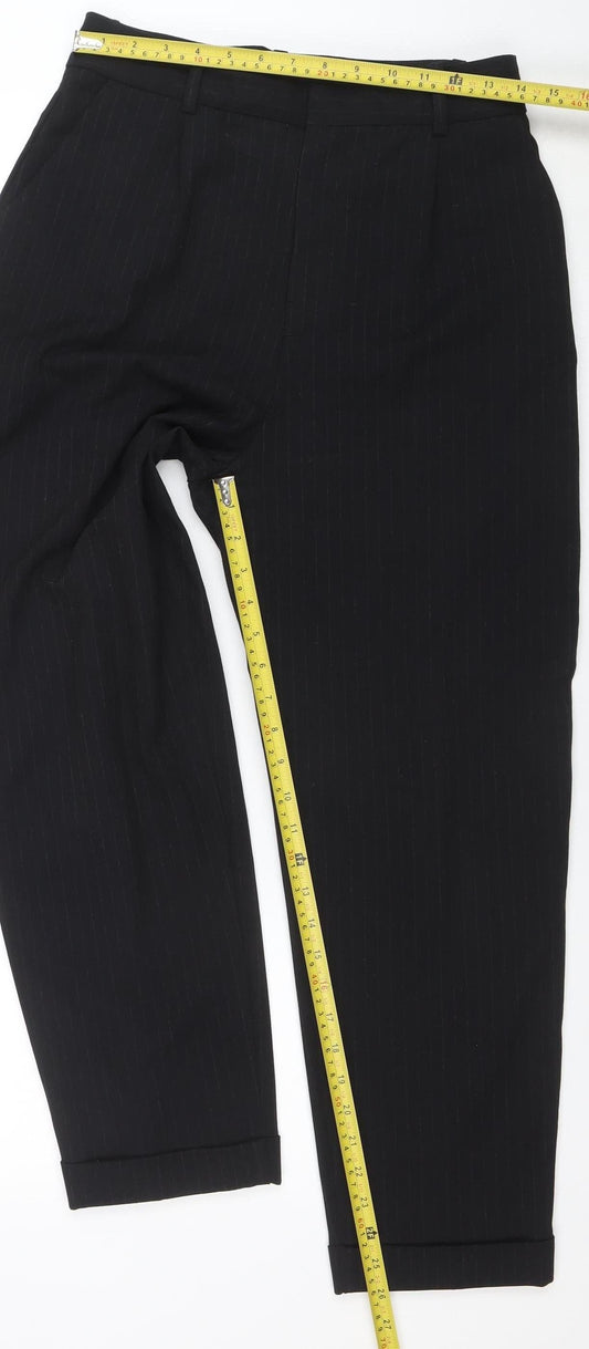ZARA Women's Black Cropped Slim Fit Tailored Trousers Size 12