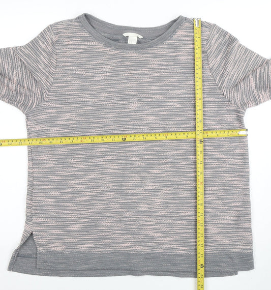 H&M Women’s Grey Striped Knit Pullover Jumper Size 12