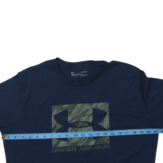 Under Armour Men's Navy Blue Camouflage Logo Cotton T-Shirt Size L