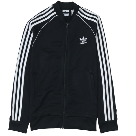 Additional front view of Adidas boys’ black full zip sweatshirt 12-13 years classic 3-stripes track top
