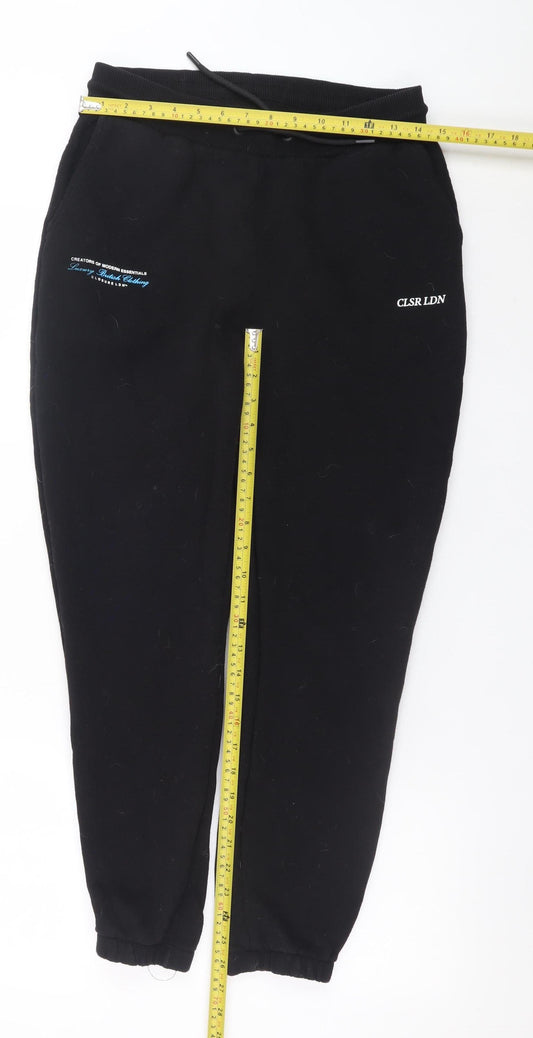 Mens UK Size S Closure LDN Regular Fit Jogger Black Trousers