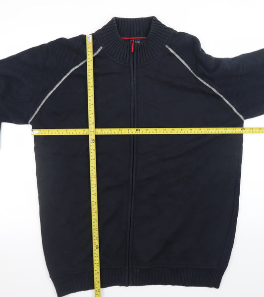 Guise Men's Blue Cotton Full Zip Jumper XL High Neck Knit