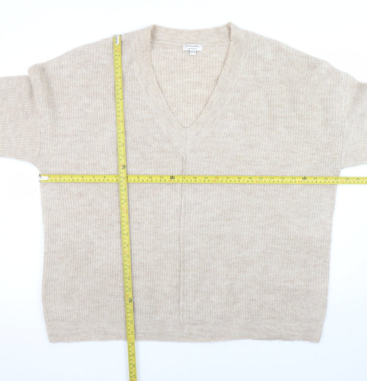 JD Williams Women's Beige V-Neck Relaxed Knit Jumper Size 20