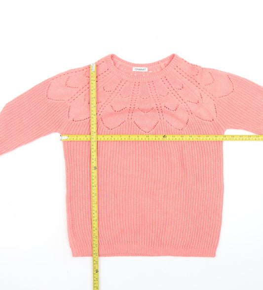 Damart Women's Pink Crew Neck Knit Pullover Jumper Size S 10/12