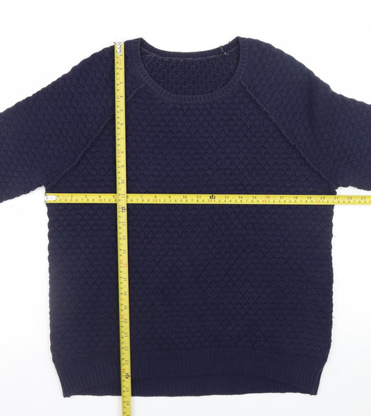 Whistles Women's Blue Knit Cotton Blend Crew Neck Jumper UK 10