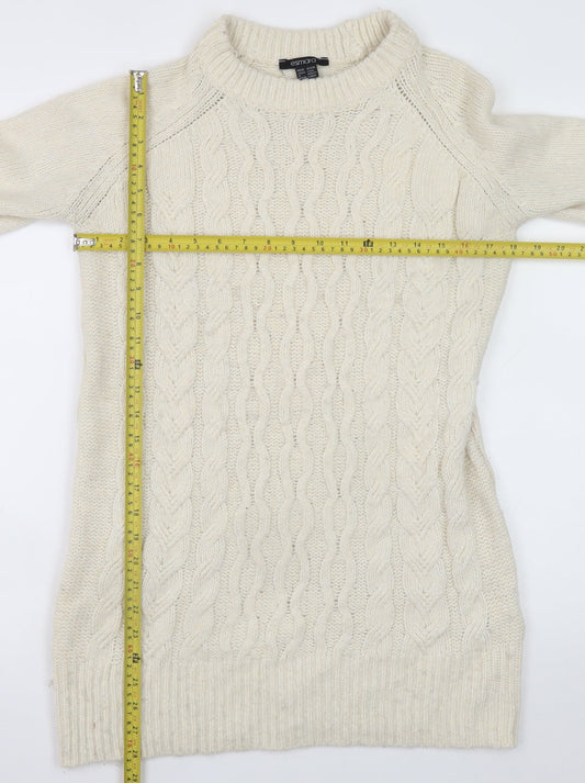Esmara Women Ivory Cable Knit Long Sleeve Jumper Dress Size 8-10