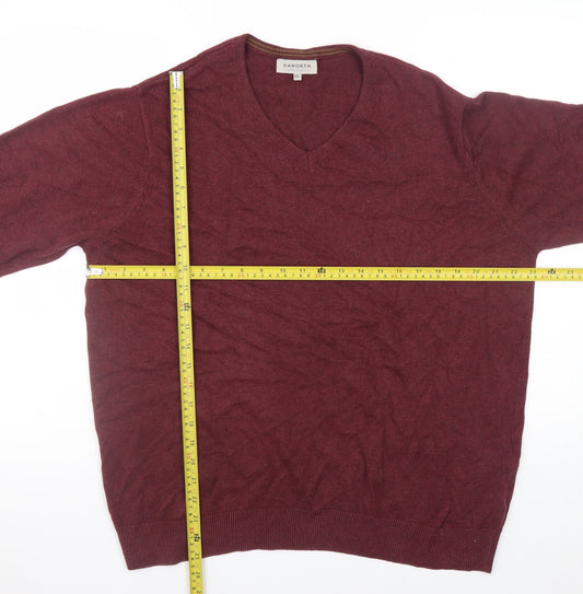 Haworth Men's Red V-Neck Cotton Jumper 2XL Regular Fit