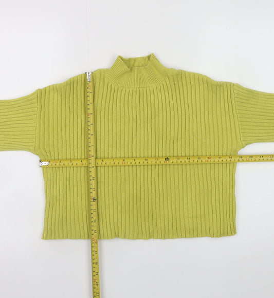 New Look Women Green Mock Neck Ribbed Knit Jumper Size S