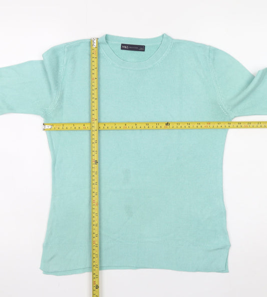 Marks and Spencer Women's Green Size 8 Crew Neck Acrylic Jumper