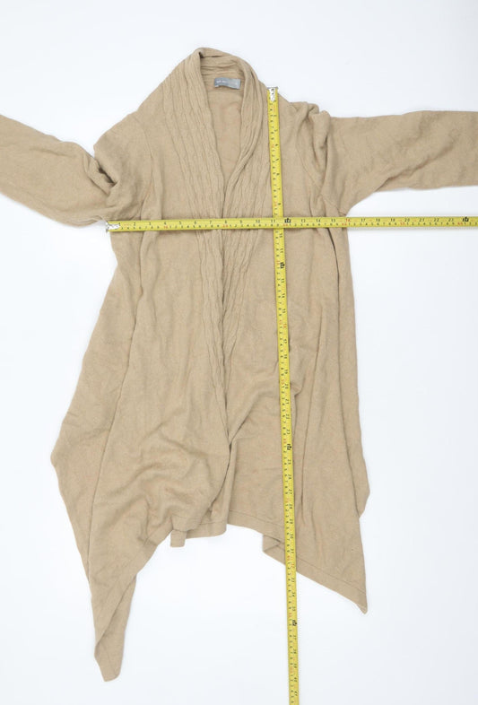 Marks and Spencer Women Beige Long Sleeve Cable-Knit Cardigan Size 14