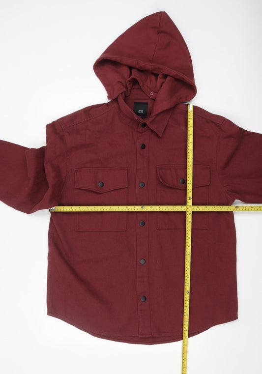 River Island Men’s Red Hooded Cotton Jacket Size L Casual