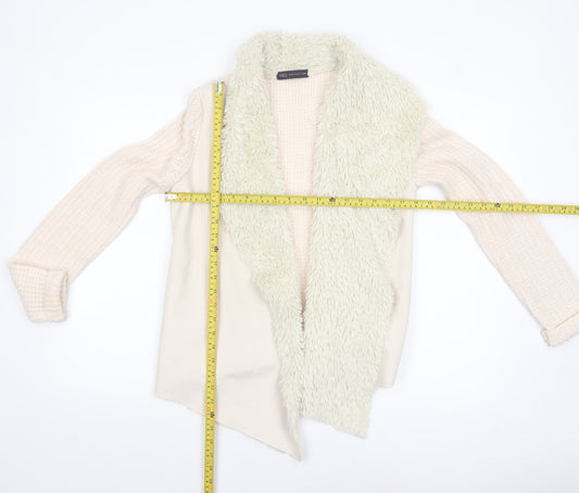 Marks and Spencer Women’s Beige Faux Fur Trim Knit Cardigan Size S