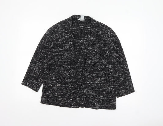 H&M Women’s Black Knit Open Jacket Size 14 Regular Fit