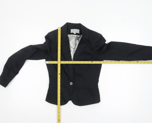 H&M Women Black Fitted Suit Jacket Size 10 Classic Blazer