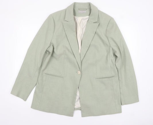 H&M Women Green One Button Tailored Blazer Size 16
