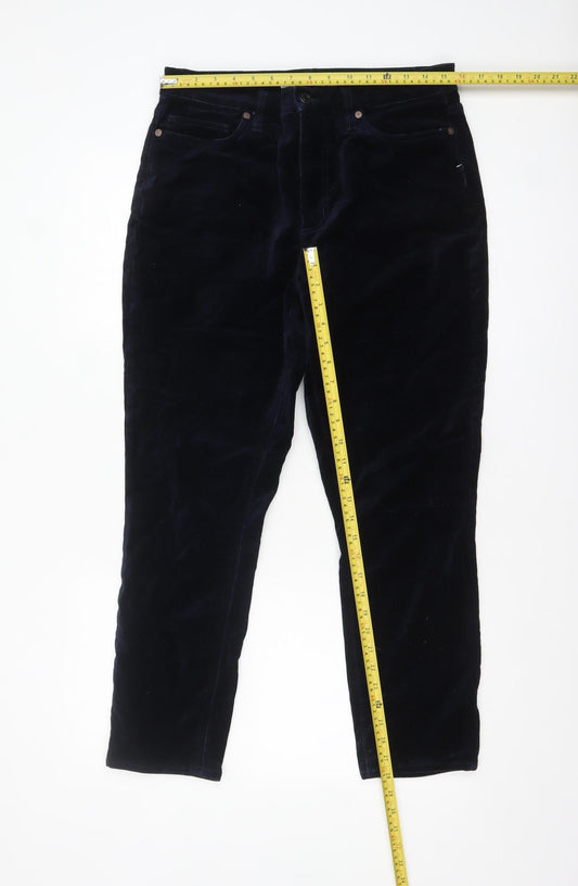 Lands' End Womens Blue Velvet Slim Trousers Size 14-16
