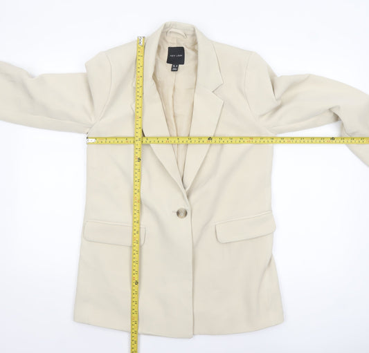 New Look Women Beige Single-Breasted Blazer UK 10 Lined Classic Style