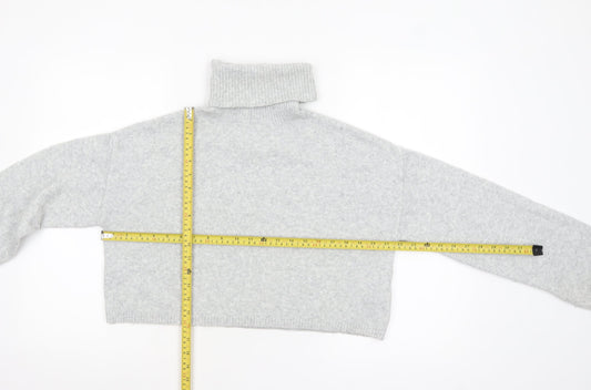 Bershka Women Grey Roll Neck Long Sleeve Knit Jumper Size M