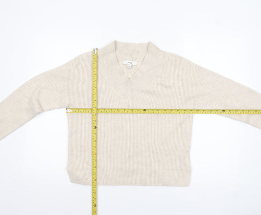 Marks and Spencer Womens Beige V-Neck Knit Jumper Small