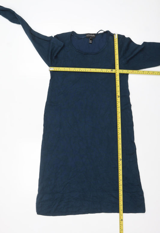 Long Tall Sally Women's Blue Size 10 Shift Dress with Flared Sleeves