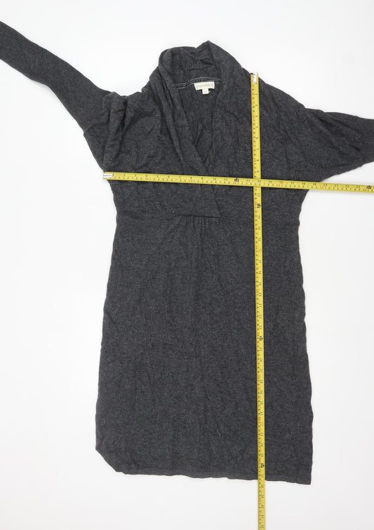Monsoon Women Grey Knit Knee Length Shift Dress Size M