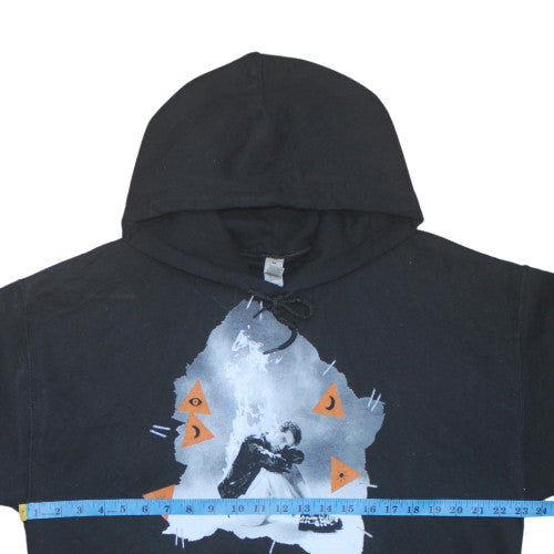 Mens UK Size L Gildan Black Pullover Hoodie