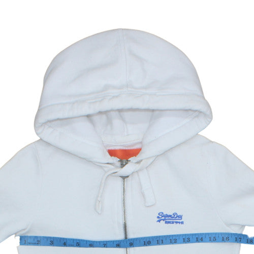 Womens UK Size XS Superdry White Full Zip Hoodie
