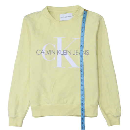 Womens UK Size S Calvin Klein Jeans Yellow Pullover Sweatshirt