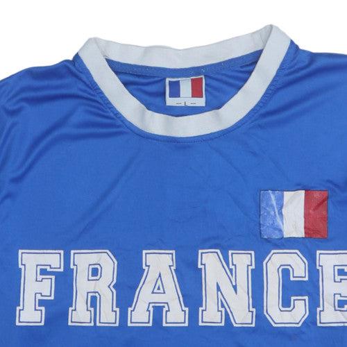 France Blue Short Sleeve Men's T-Shirt Size L Sports Fan Top