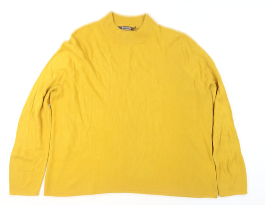 Bonmarché Women Yellow Acrylic Mock Neck Pullover Jumper Size 24/26