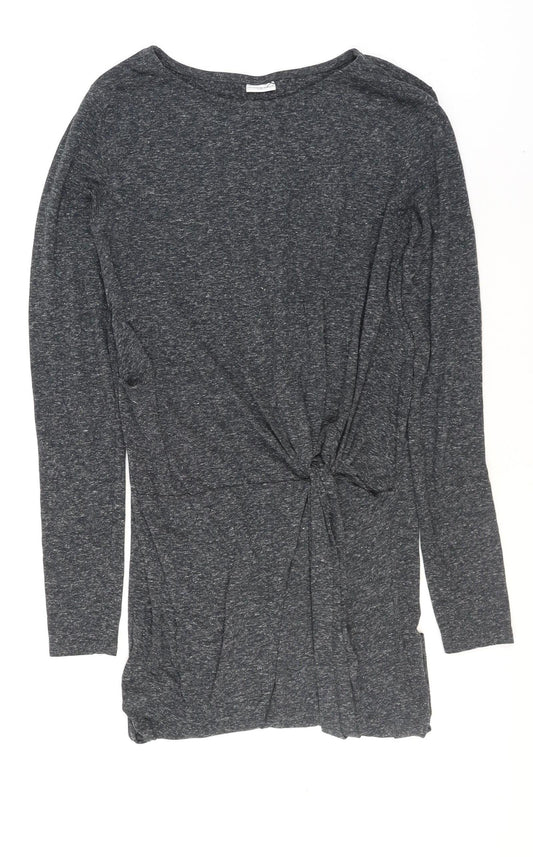 Additional front view of Jacqueline de Yong Women's Grey Long Sleeve Shift Dress, size S