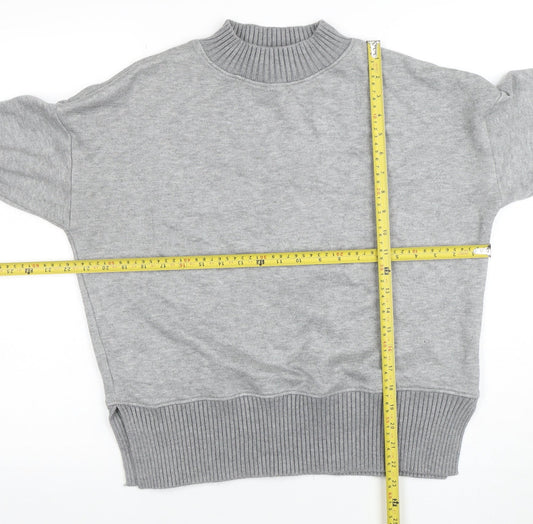 NEXT Women Grey Mock Neck Knit Jumper M Relaxed Fit Pullover