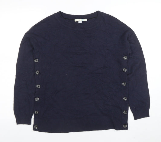Boden Women Blue Wool Blend Button Side Jumper Size S